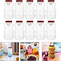 Vista 8 de Luxshiny 10 unidades de tarro de caramelo de muñeco de nieve de Navidad, botellas de jugo de plástico, botellas de leche, recipientes de cocina