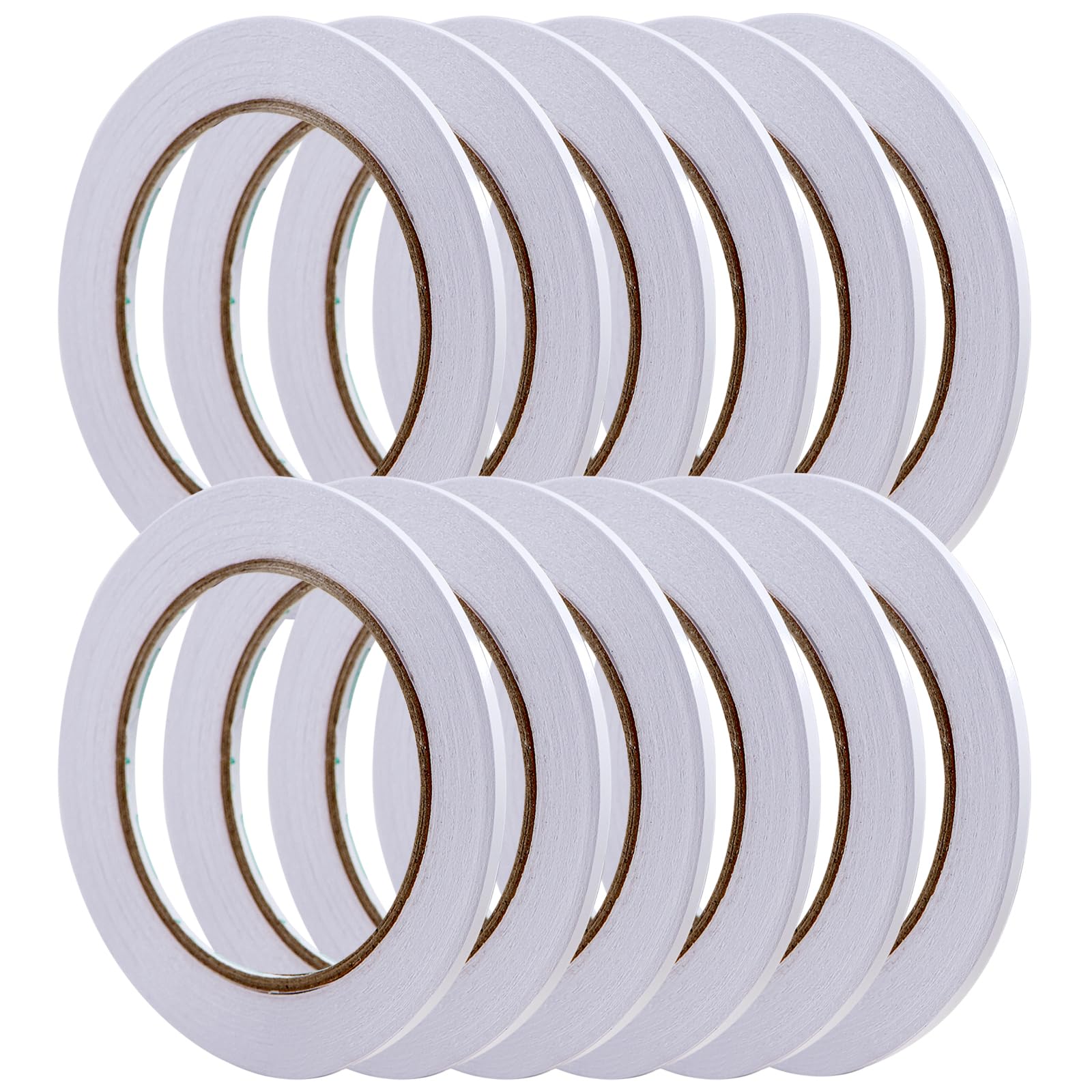 QCZKB Double Sided Tape - Adhesive Sticky Craftwork Tapes- Mounting tape12 Rolls Total 300y -for Gift Wrapping?Scrapbooking, Invitation Cards and Office School Stationery Supplies