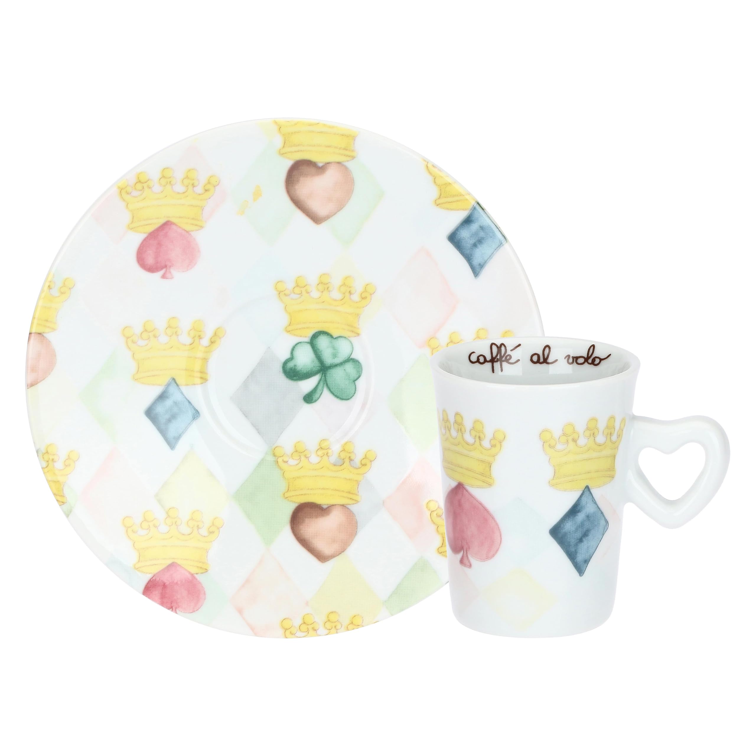 THUN Set 6 Tazzine Espresso con Piattini in Porcellana, Collezione Incanto di Primavera, 7,5x6 cm