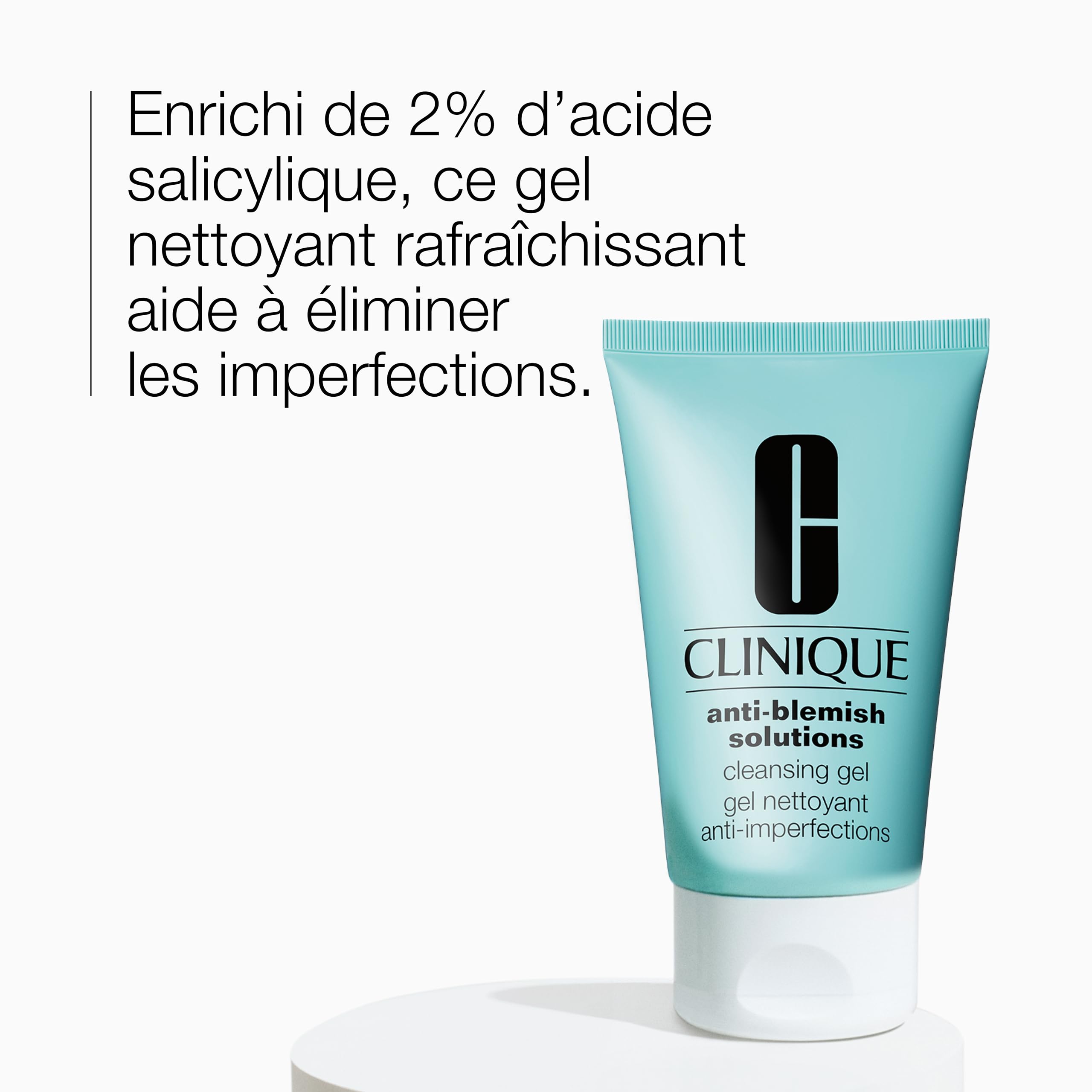 Clinique Anti-Blemish Solutions Gel Nettoyant Anti-Imperfections à l'Acide Salicylique 2 % pour Peaux à Imperfections, 125 ml