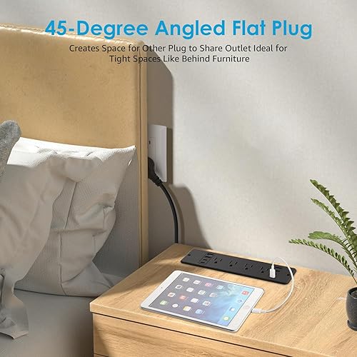 Miniatura 7 de HHSOET Regleta de alimentación empotrada de 8 tomas, toma de corriente para muebles de carga rápida de 30 W, USB C, enchufe de protección contra