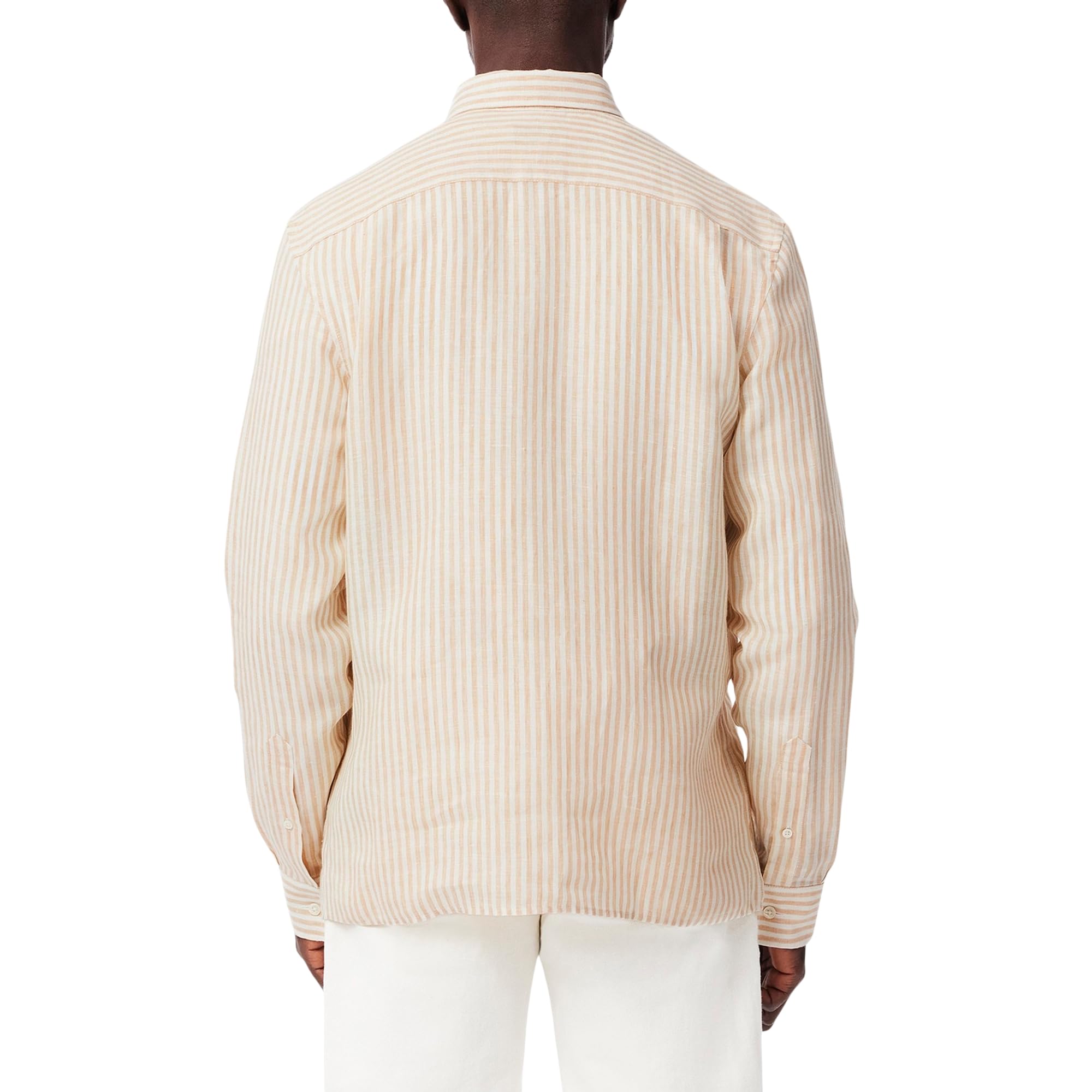Lacoste Long Sleeve Regular Fit Linen Casual Button Down Shirt W/Front Pocket Camisa Abotonada para Hombre
