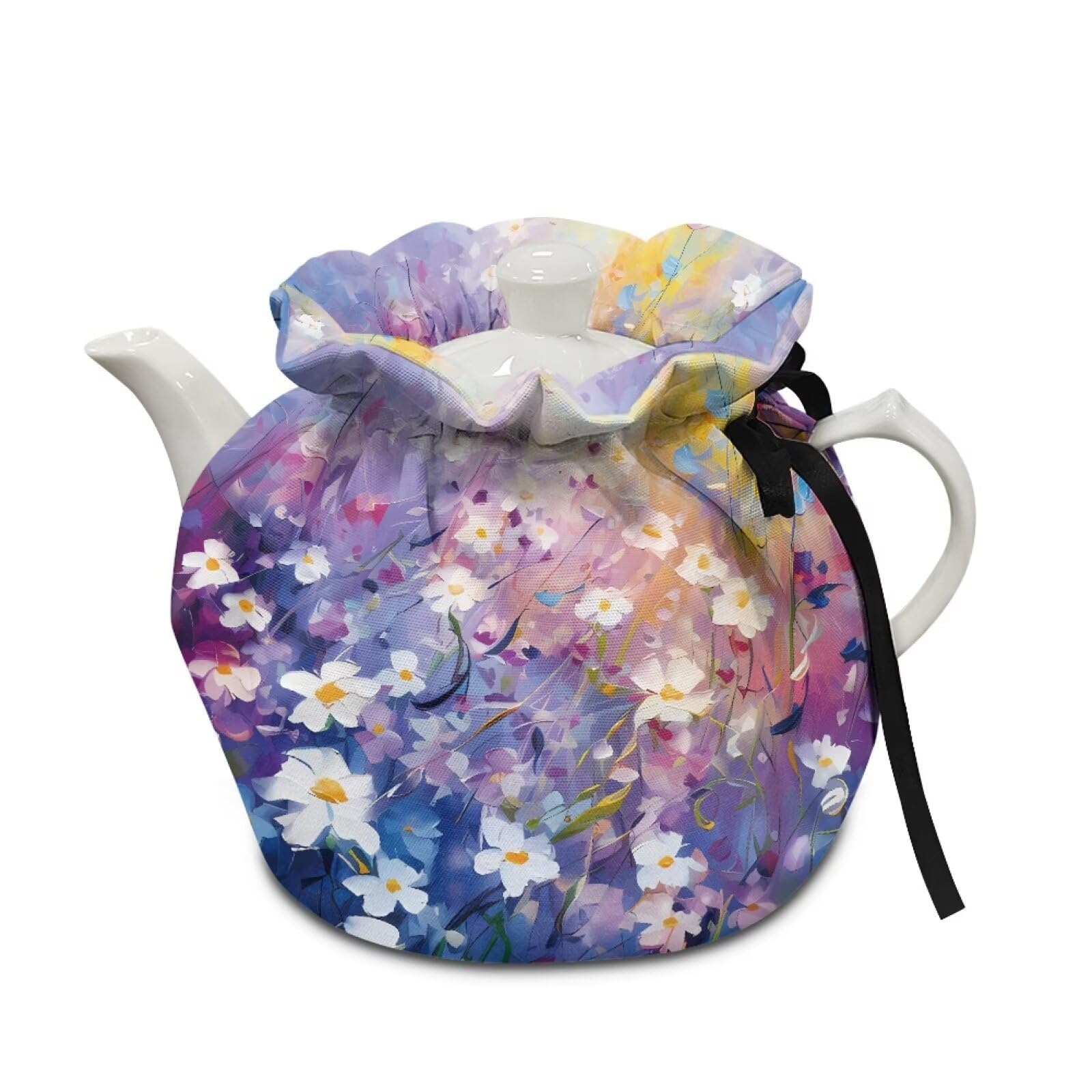Flower Print Tea Cosy, Floral Kitchen Tea Pot Dust Cover, Teapot Cozy Breakfast Warmer, Keep Warm and Insulated Tea Pot Cover, Tea Kettle Quilt for Table Hotel Tea Party