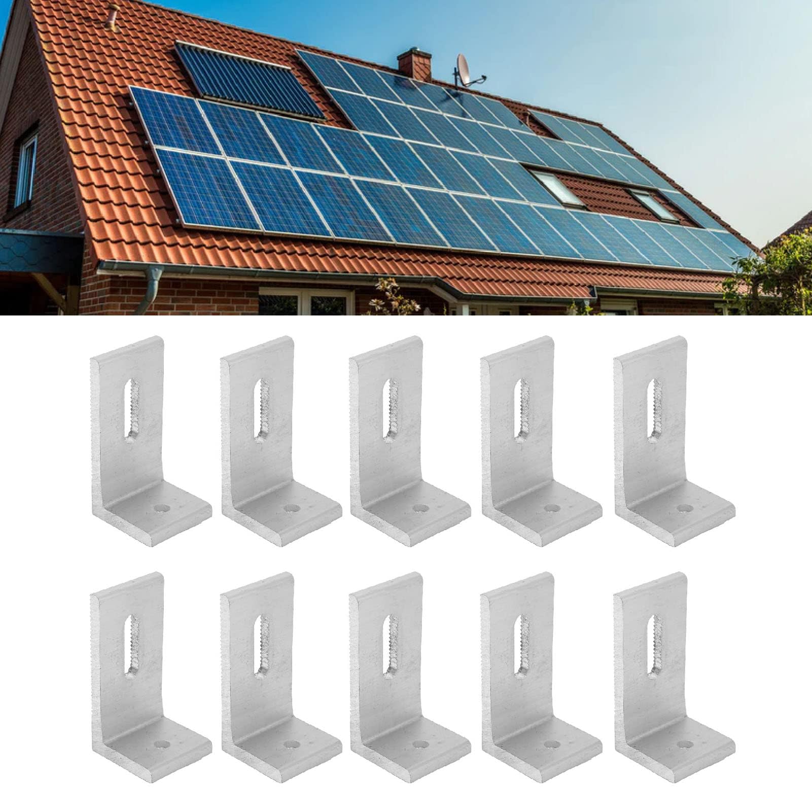L Uchwyt solarny ze stopu aluminium, wsporniki montażowe do paneli słonecznych fotowoltaiczne wsporniki do paneli słonecznych L (20 szt.)