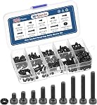 300pcs M4 Socket Head Cap Screws Bolts Nuts Assortment Kit - [M4x6/8/10/12/16/20/25/30mm] Alloy Steel Fully Threaded Black Oxide 12.9 Internal Hex Screw for 3D Printer Use