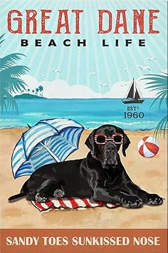 Wooden Puzzle for Adults Gift for Great Dane Dog Lovers Year Dog Great Dane Beach Life Jigsaw Puzzle 1000 Piece Challenging for Fun Family Educational Game Gift 29.5 x 20 in