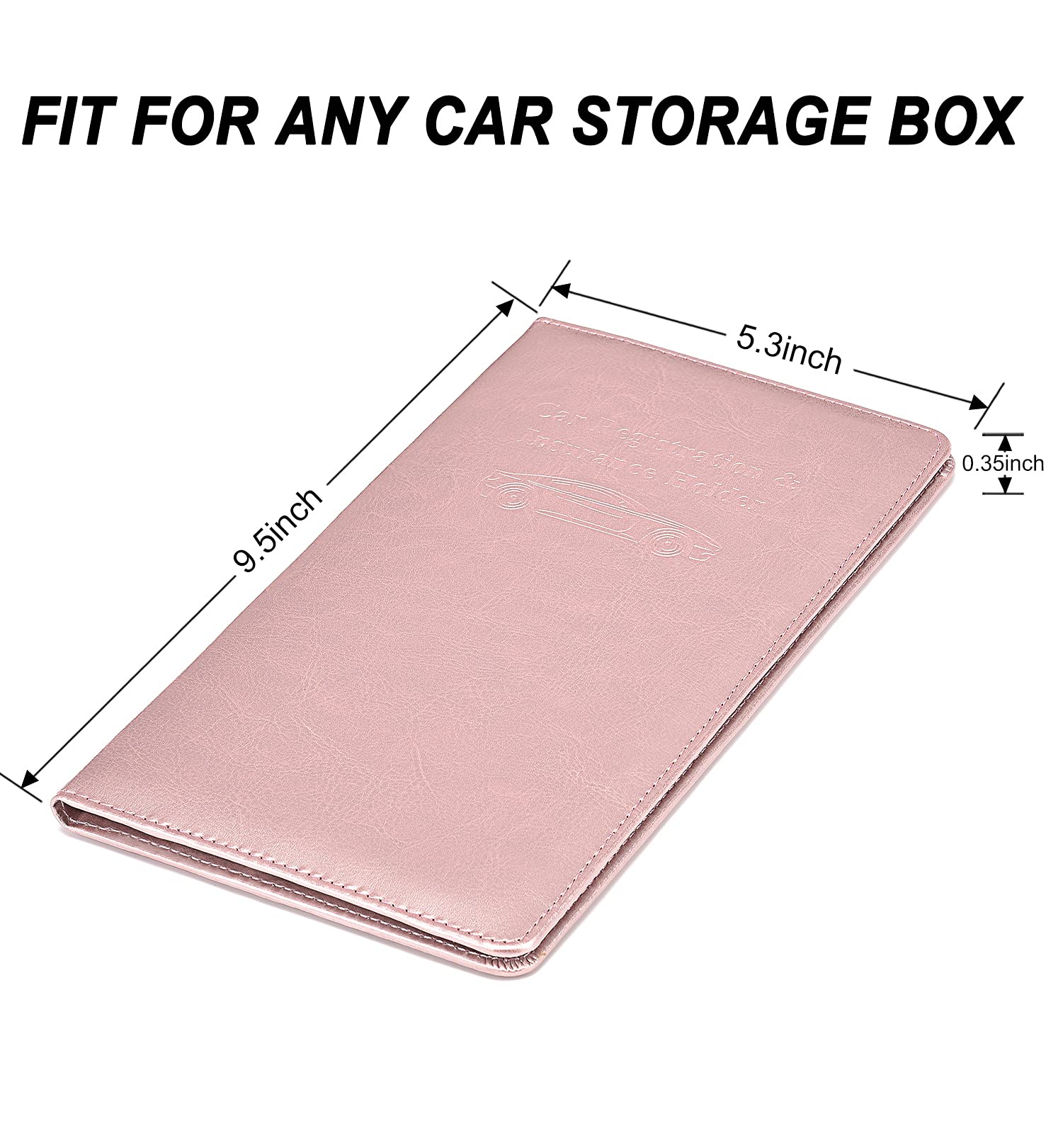 HerriaT Car Registration and Insurance Card Holder - Leather Vehicle Glove Box Automobile Documents Paperwork Wallet Case Organizer for ID, Driver's License, Key Contact Information Cards - Men&Women