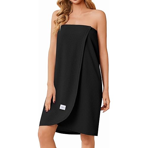 Ekouaer Waffle Robes For Women Bath Wrap Lightweight Shower Wrap 2026 Knee Length Spa Robe with Adjustable Closure S-XL