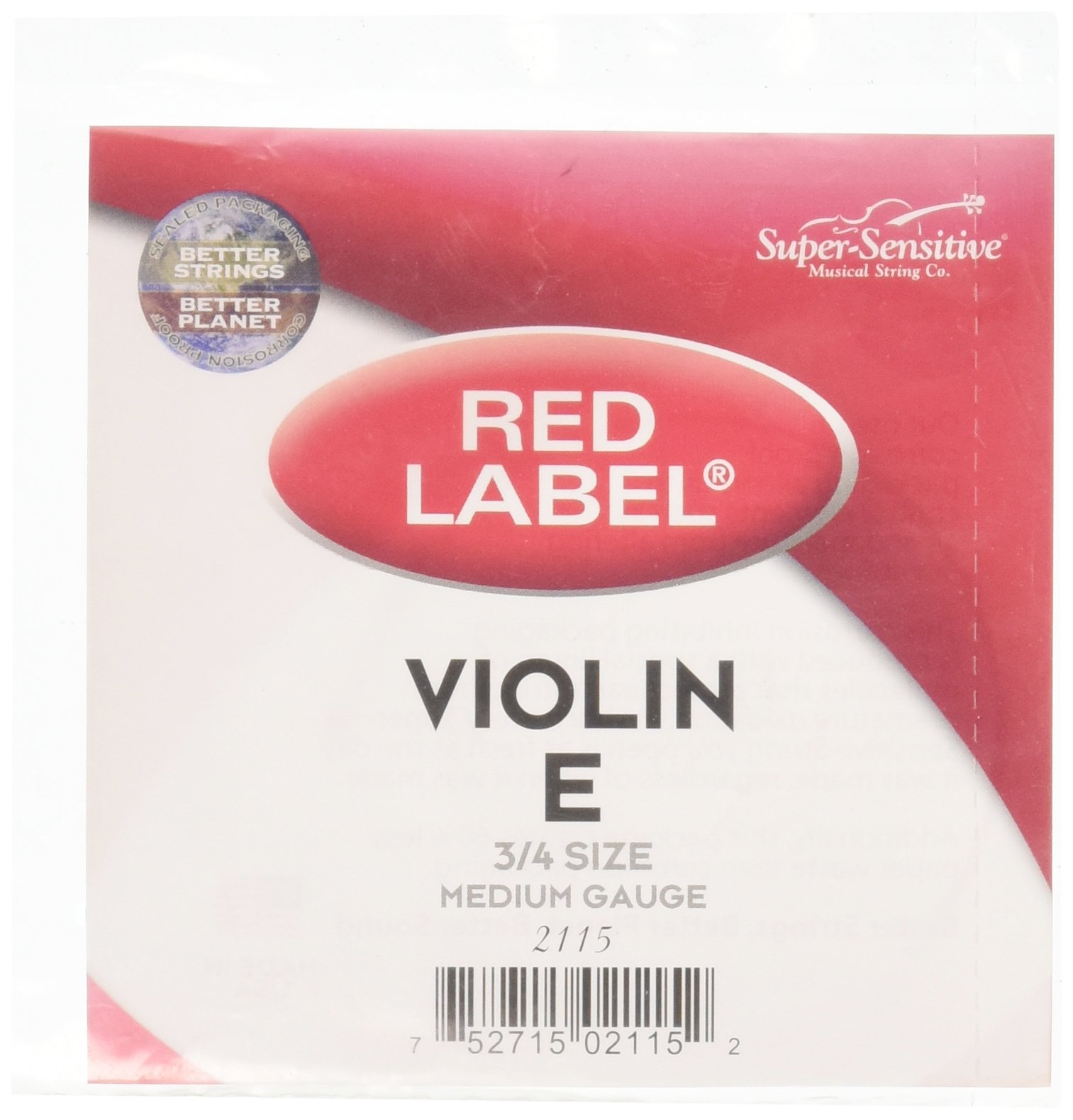 Super Sensitive Red Label Violin E String 3/4 Medium