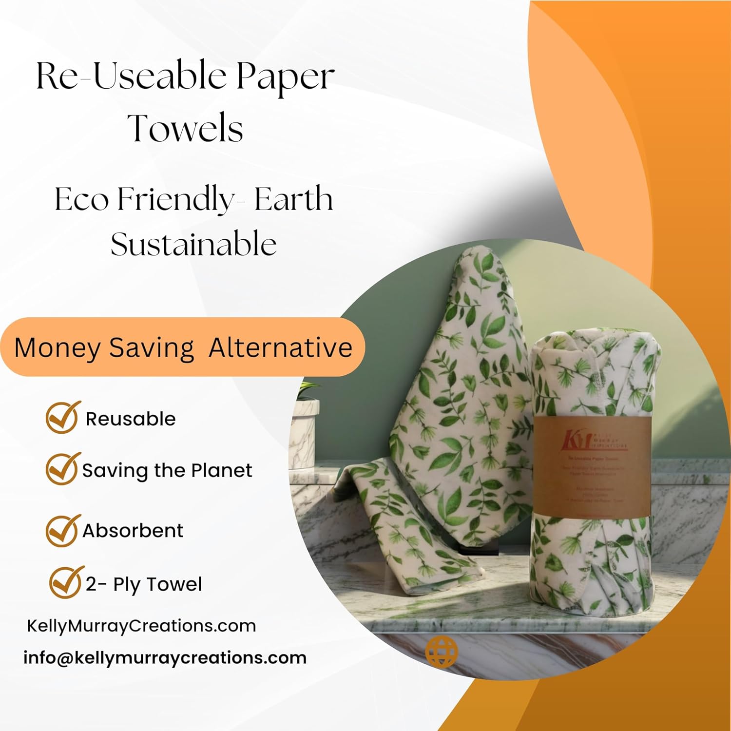 Reusable Paper Towels Washable, (15 Pack) Lemon Print Kitchen Paper Towels for spills. 100% Cotton Flannel Towels. Easy to Use Green Eco Friendly, No Waste, Sustainable