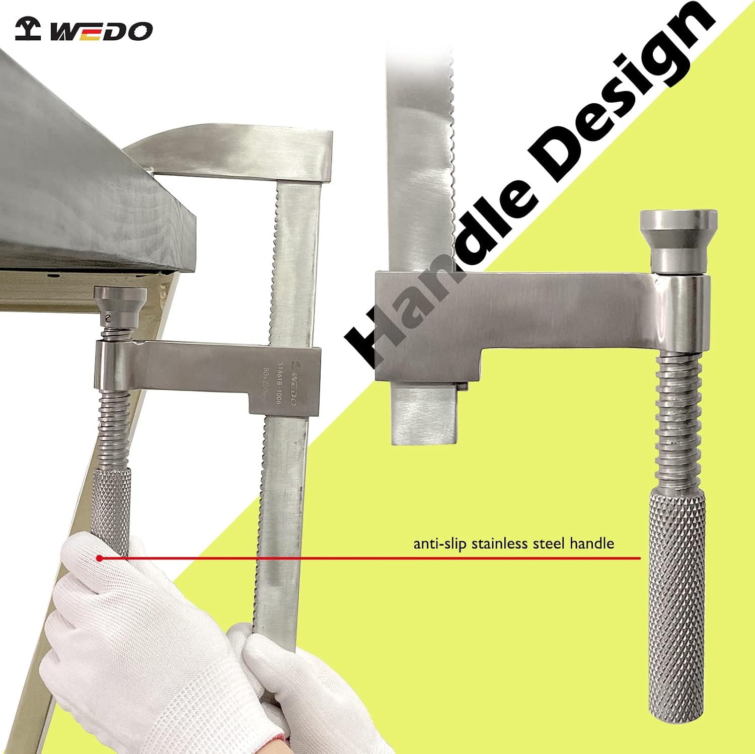 WEDO Bar Clamps,Stainless Steel F-Type Wood Clamp,Throat 50mm(2"),Max Opening 200mm(8), Sliding Bar Clamp For Woodworking, Metalworking and DIY