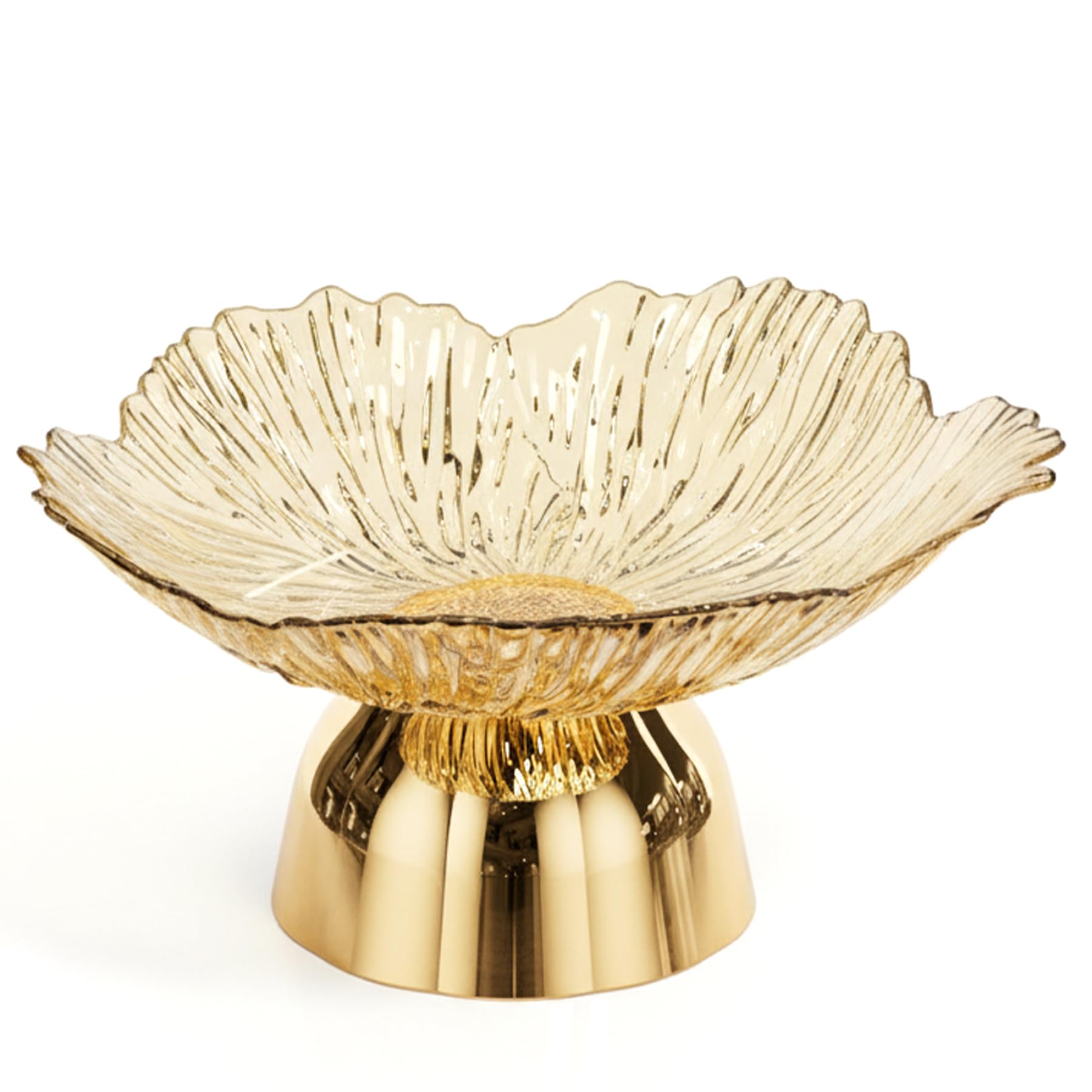 Takingup Gold Plastic Pedestal Fruit Bowl, Flower Shape Cwithy Dish for Home Living Room Kitchen Counter, Pedestal Bowl