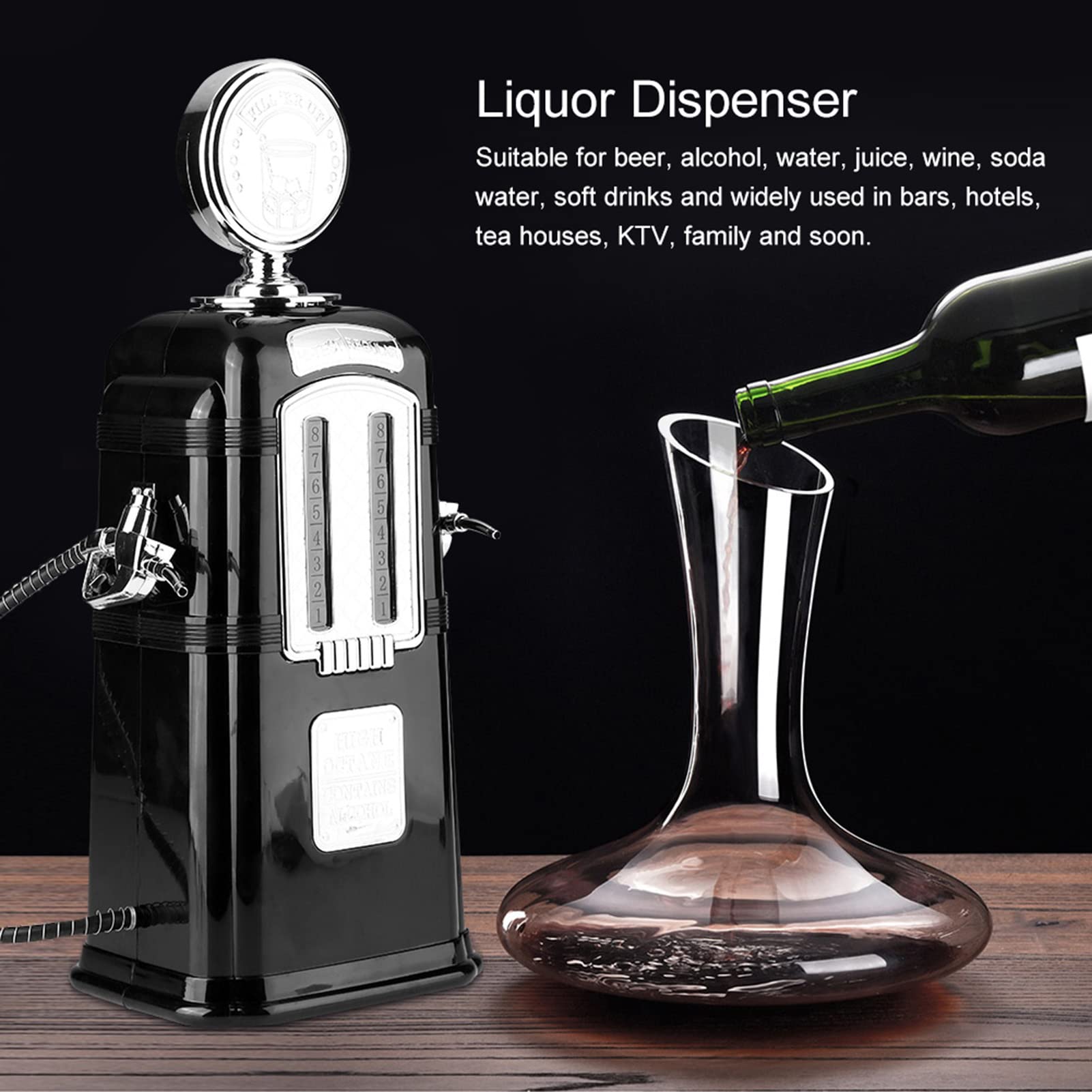 1000cc Liquor Drink Dispenser, Double Guns Wine Beverage Pump Liquor Alcohol Beer Dispenser Accessories Vintage Inspired(Black)