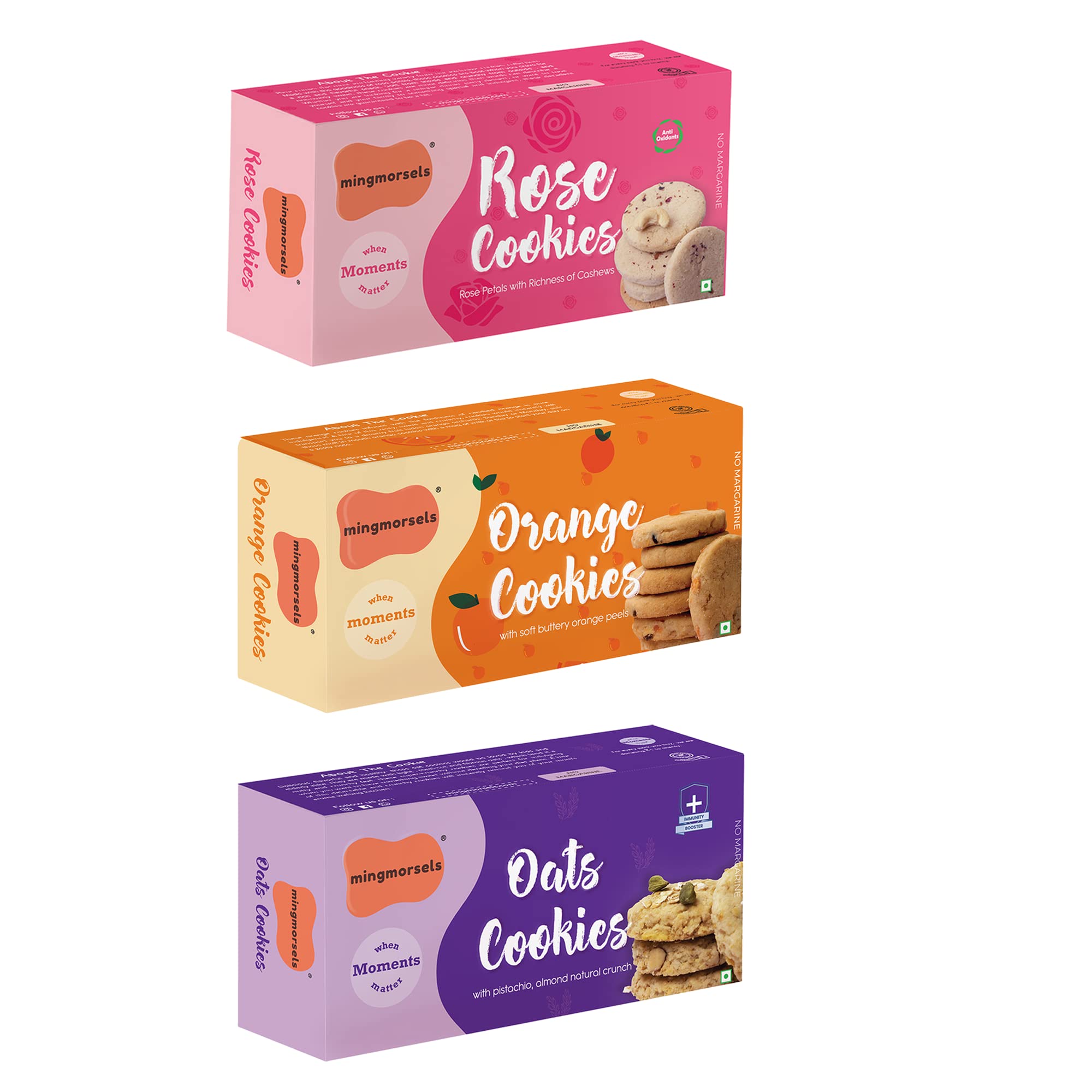 mingmorsels Healthy Fresh Cookies Biscuits Combo Pack of Orange Oats Meal Rose Petal Cookies with Butter Almond & Cashews Whole Wheat Atta Biscuits Packets | Biscuit Gift Pack of 3 (450 G) 24 Pieces (B09NC9D6NG) Amazon Price History, Amazon Price Tracker
