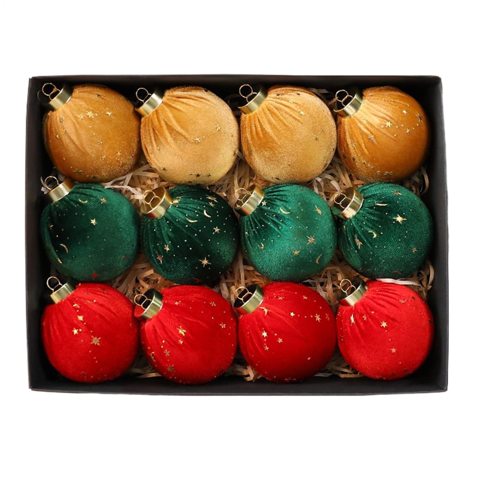 Boules de Noël velours suspendues : 12 ornements anti casse hiver et mariage