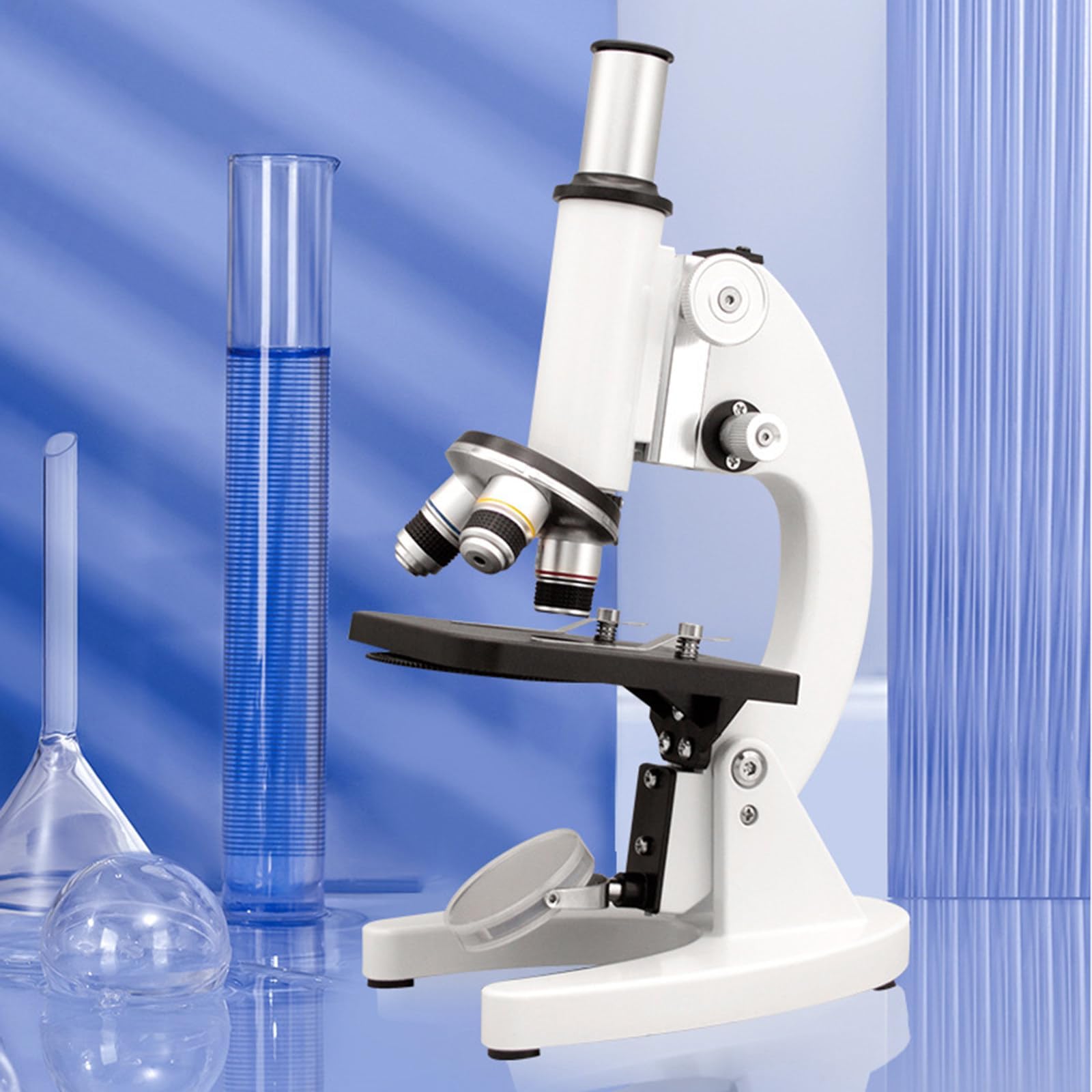 Mikroskop optyczny (70000X/100000X/150000X), mikroskop biologiczny, z 10 okazami + uchwyt na telefon komórkowy, pięciootworowy ściemniacz, do laboratorium domowego i szkolnego,150000X