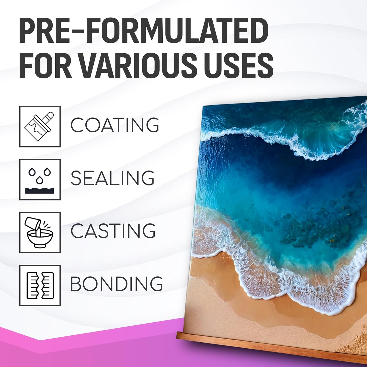 Epoxy Resin 1 Gallon Kit – Clear High-Gloss Finish for Coating Wood, Concrete, Stone & More | Easy to Use, No Bubbles, Self-Leveling | Perfect for Arts & Crafts & More