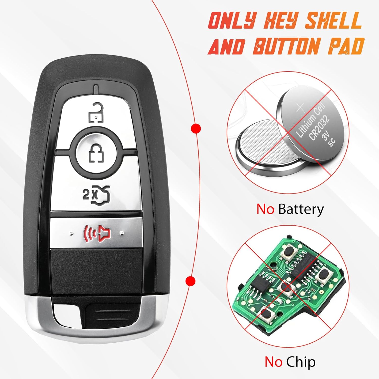 M3N-A2C93142600 Key Fob Shell Case Compatible with Fusion 2017-2020 Edge Explorer 2018-2022 Mustang 2018-2023