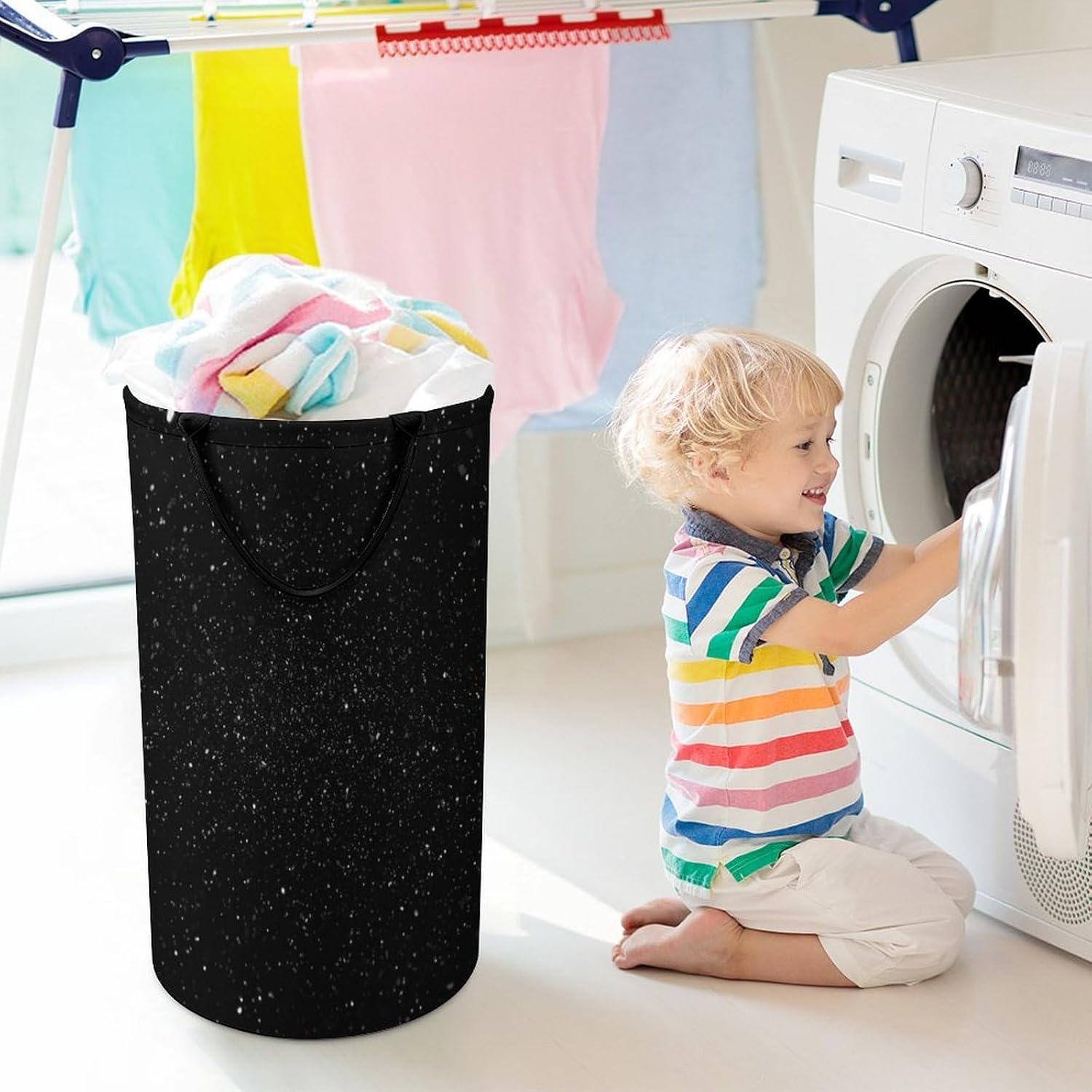 Dirty Clothes Basket Extra Large 110l Open Top Laundry Hamper With Portable Carry Handles, Foldable Waterproof Clothes Basket Spacious Laundry Bag For Bedroom Bathroom Laundry Room Dorm