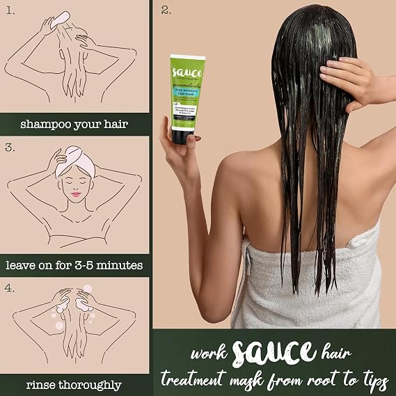 SAUCE Deep Conditioning Hair Mask, Guacamole Whip, 3.4 Fl Oz