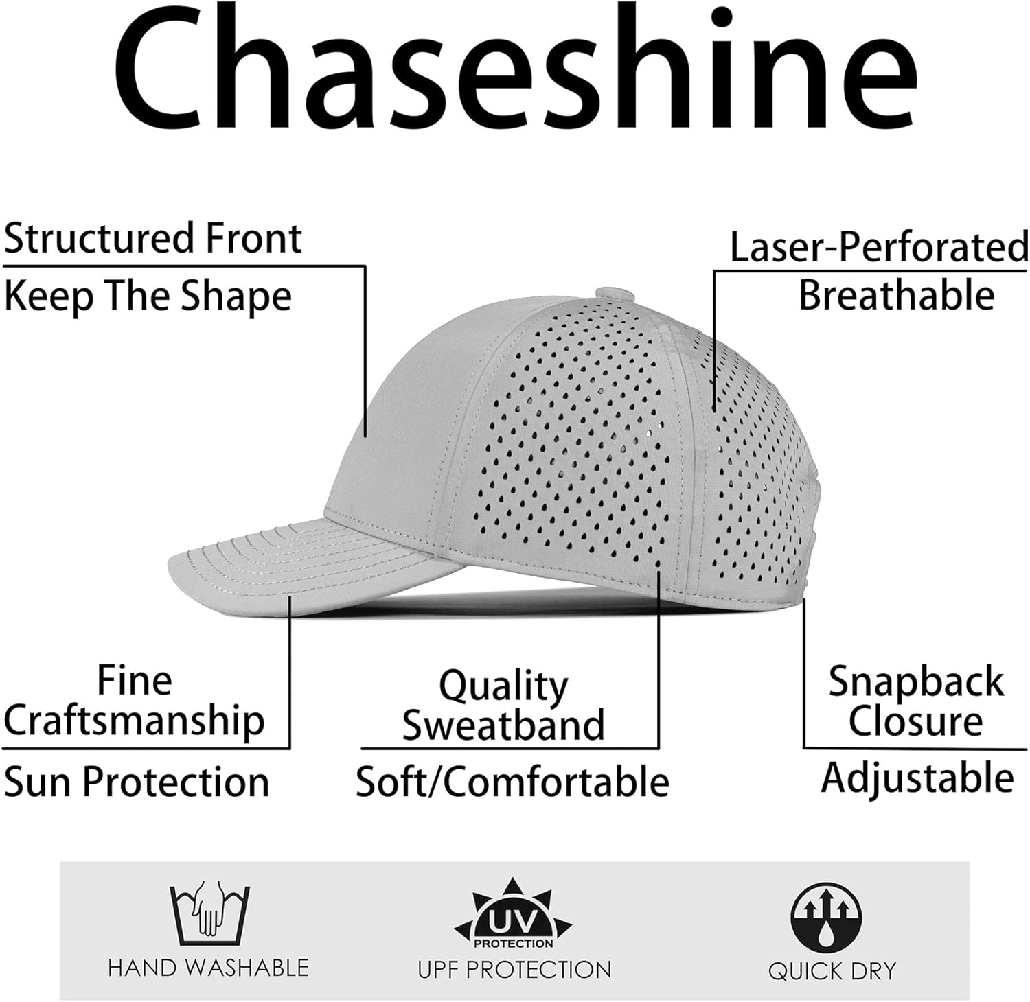 Performance Snapback Hats for Men Women,6 Panel Baseball Cap,Golf,Running,Workout - Image 6