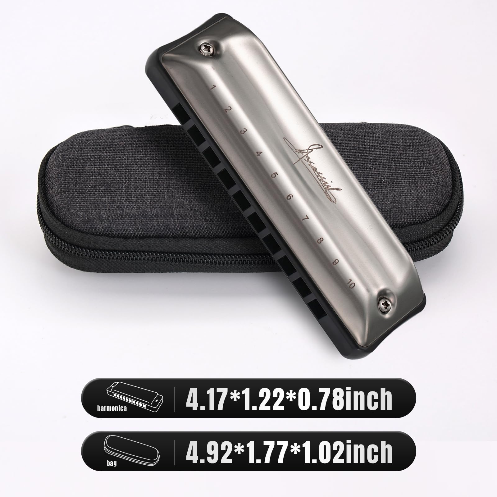 Blues Harmonica Key of D Harps for Adults Kids Professional Beginners Mini Mouth Organ with Case Guitar Accessories 10 Holes 20 Tones - Image 4
