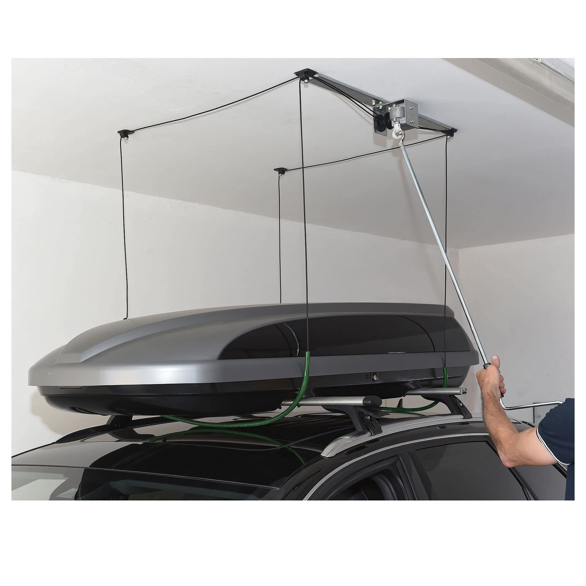 Auto Kfz Dachboxenlift Dachboxlift Dachbox Dachboxen Deckenlift Garagenlift Carportlift Dachboxenhalter Deckenhalter mit Kurbel bis 100kg Traglast