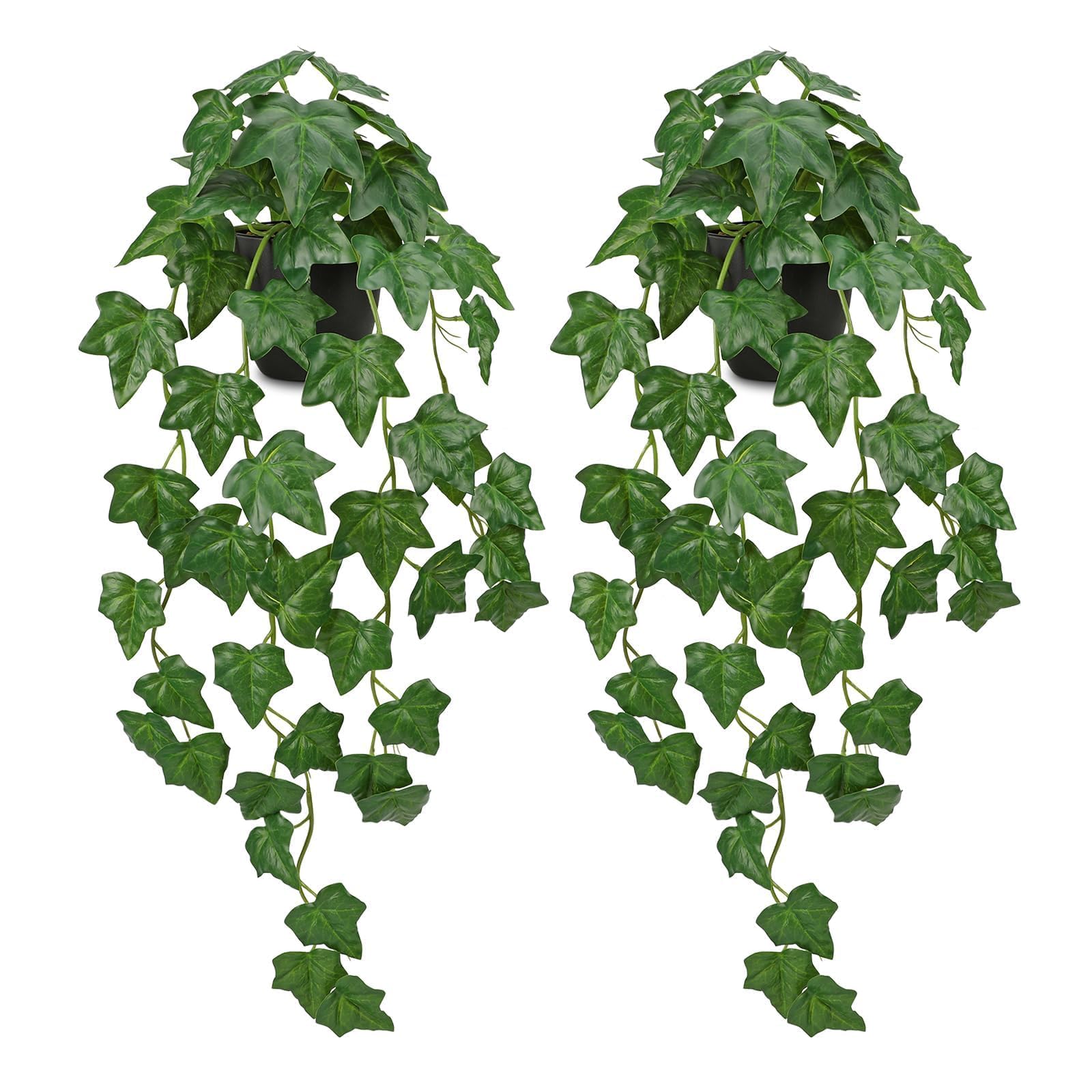 GnFlus Set of 2 Fake Ivy Plant for Home Decor Indoor Silk Artificial Hanging Plant 25" Fake Ivy Vine Faux Ivy Leaves for House Room Indoor Outdoor