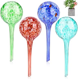 Achort Self Watering Globes Plant Glass Bulbs Decorative Aqua Water Globes Plant 4pcs Colorful Watering Globe Kit Holiday Watering System Garden Pot Waterers Indoor and Outdoor (15 x 6cm)