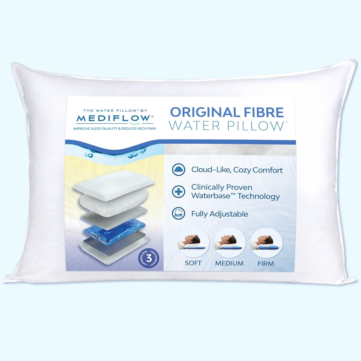 Mediflow Fiber The First & Original Water Pillow, clinically Proven to