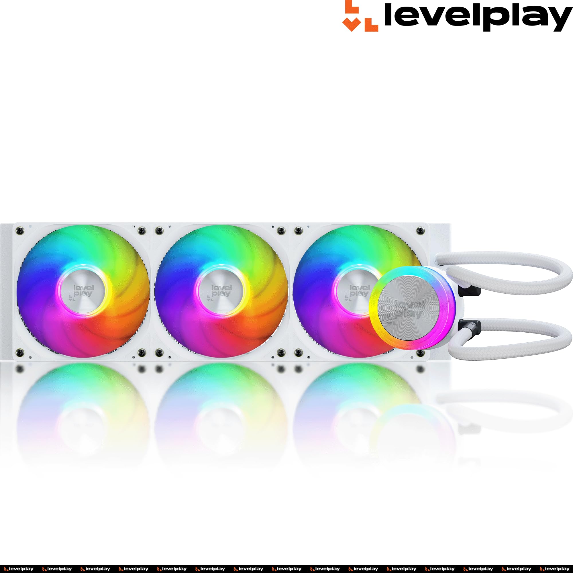 Levelplay Combat Liquid 360 SE – Watercooling AIO CPU 360mm, TDP 300W, cache de pompe ARGB, 360mm radiateur, ventilateurs 360 Single-Frame, AMD AM5 / AM4 & Intel LGA 1851 / LGA 1700 – Blanc