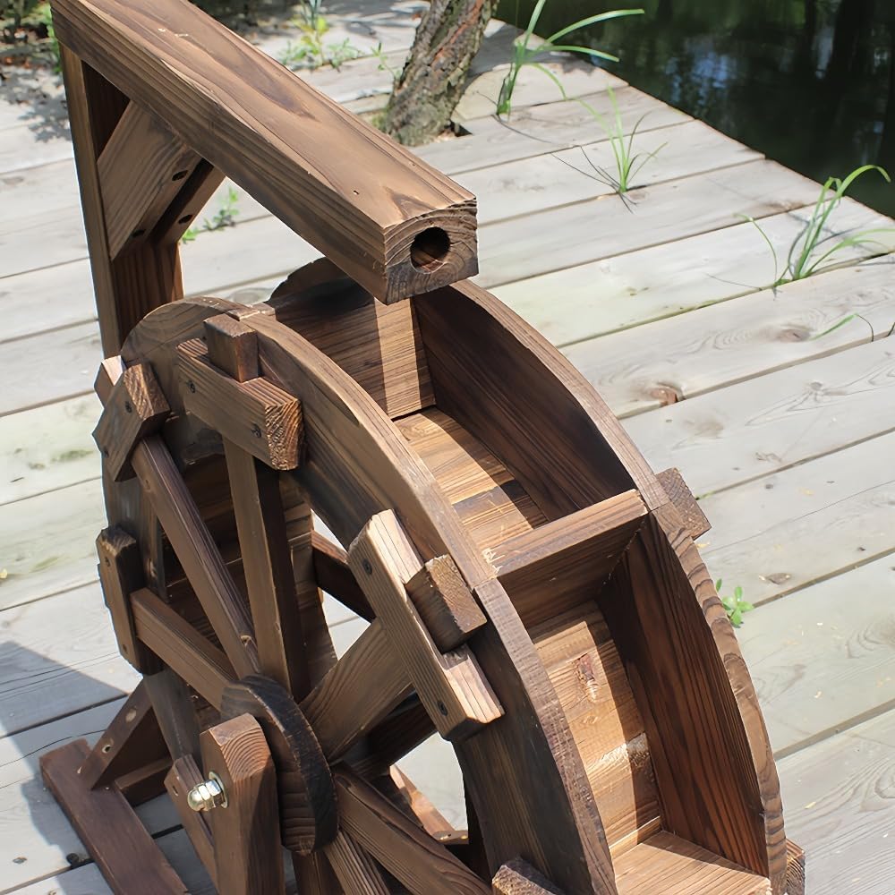 風水水車飾り 屋外 中庭 魚のいる池 木製水槽 (ホイール径 20)