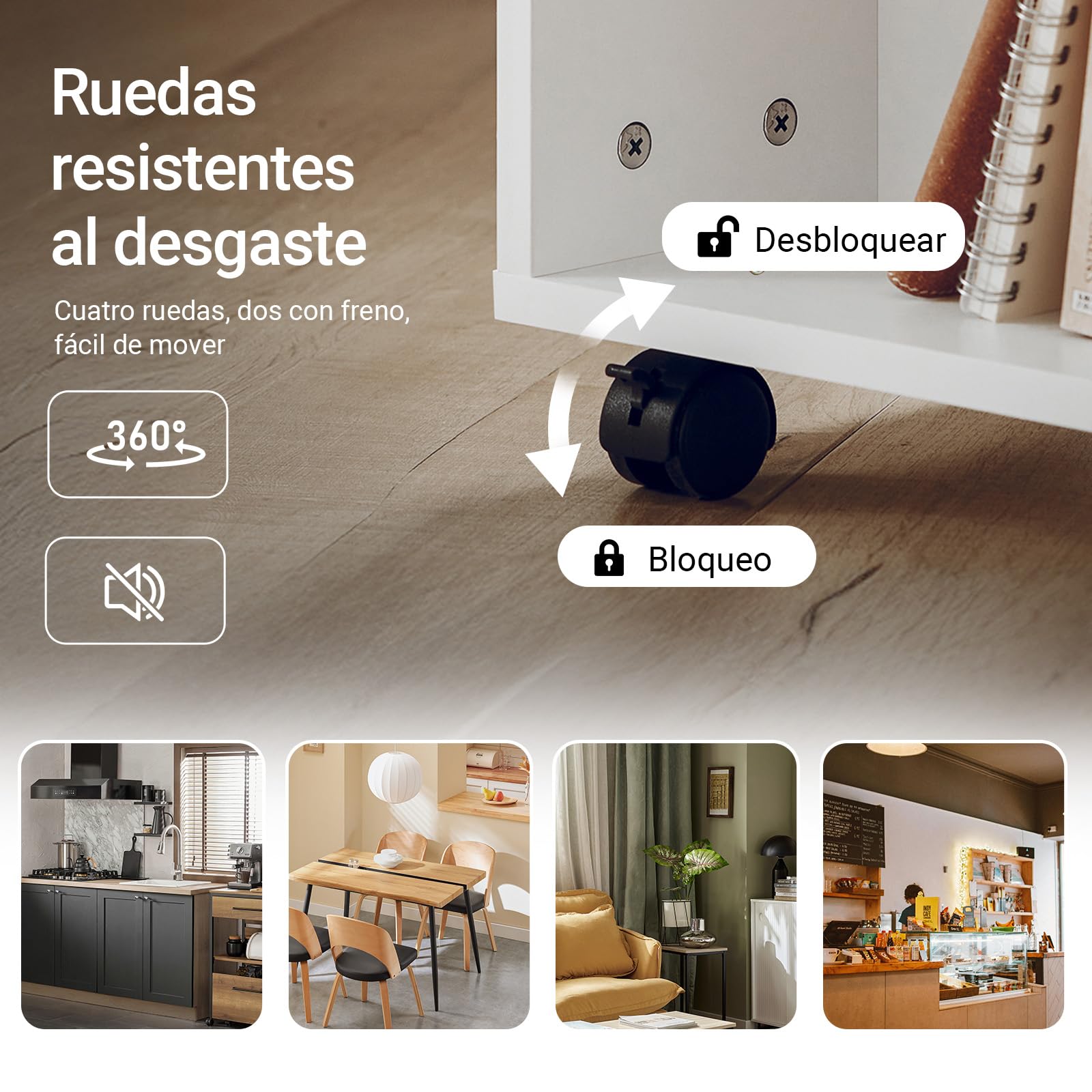 SoBuy Mueble Impresora Mesa para Impresora con Ruedas Cajonera Oficina con 6 Compartimentos Abiertos Mueble Archivador Armario Oficina Blanco 60x35x75cm FBT68-W