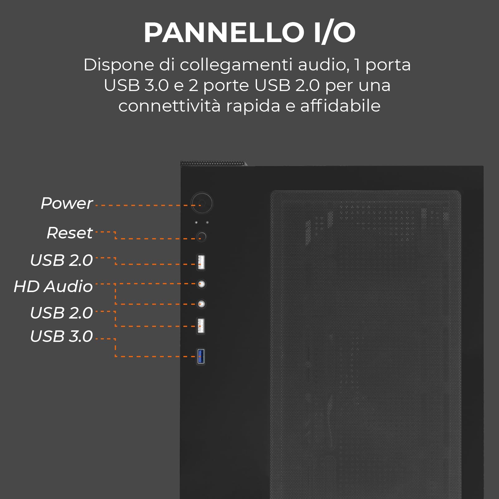 Noua Vision ZK100 Case PC Micro ATX Mini Tower Gaming | Pannelli Vetro Temperato Frontale e Laterale | Ventola ARGB Preinstallata | Struttura Dual Chamber | USB 3.0 | Filtro Anti-Polvere | Nero