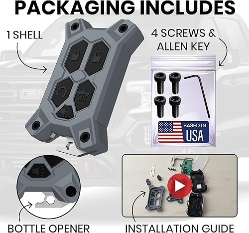 Vista 4 de Funda para llavero Chevy – para funda de llavero GMC – Accesorios Silverado Sierra – Abrebotellas integrado – Compatible con guía de ajuste