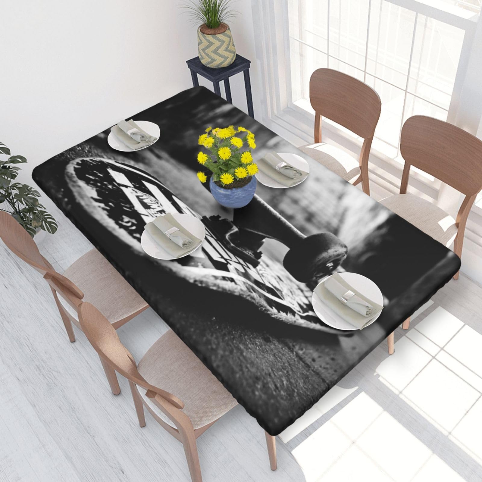 WKSGDSG Fitted Tablecloth For Dining Room 4ft, Elastic Edged Table Cover