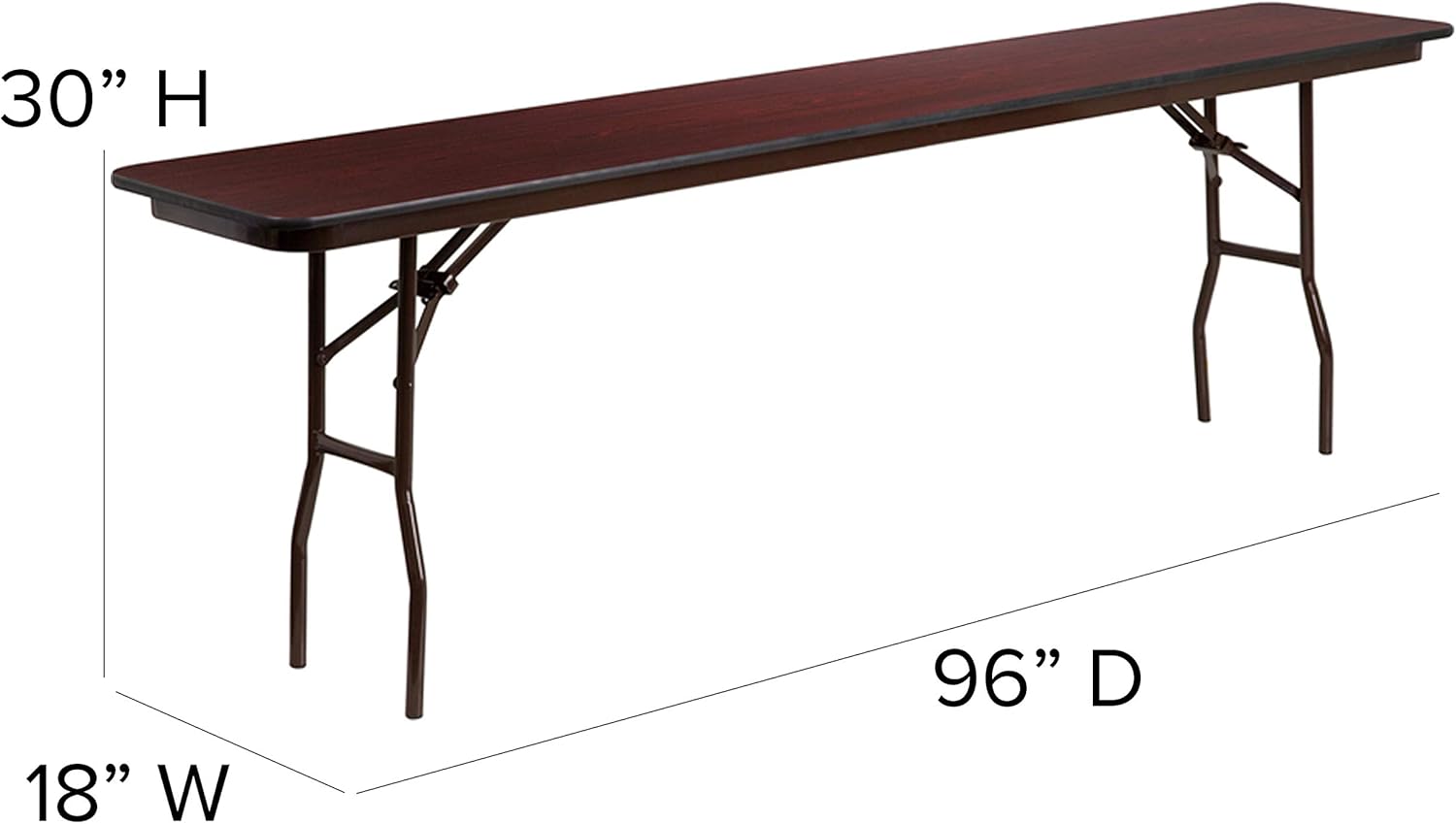 Flash Furniture Frankie 8' Mahogany Melamine Laminate Folding Training and Event Table, Wooden Rectangular Folding Training Table, Brown