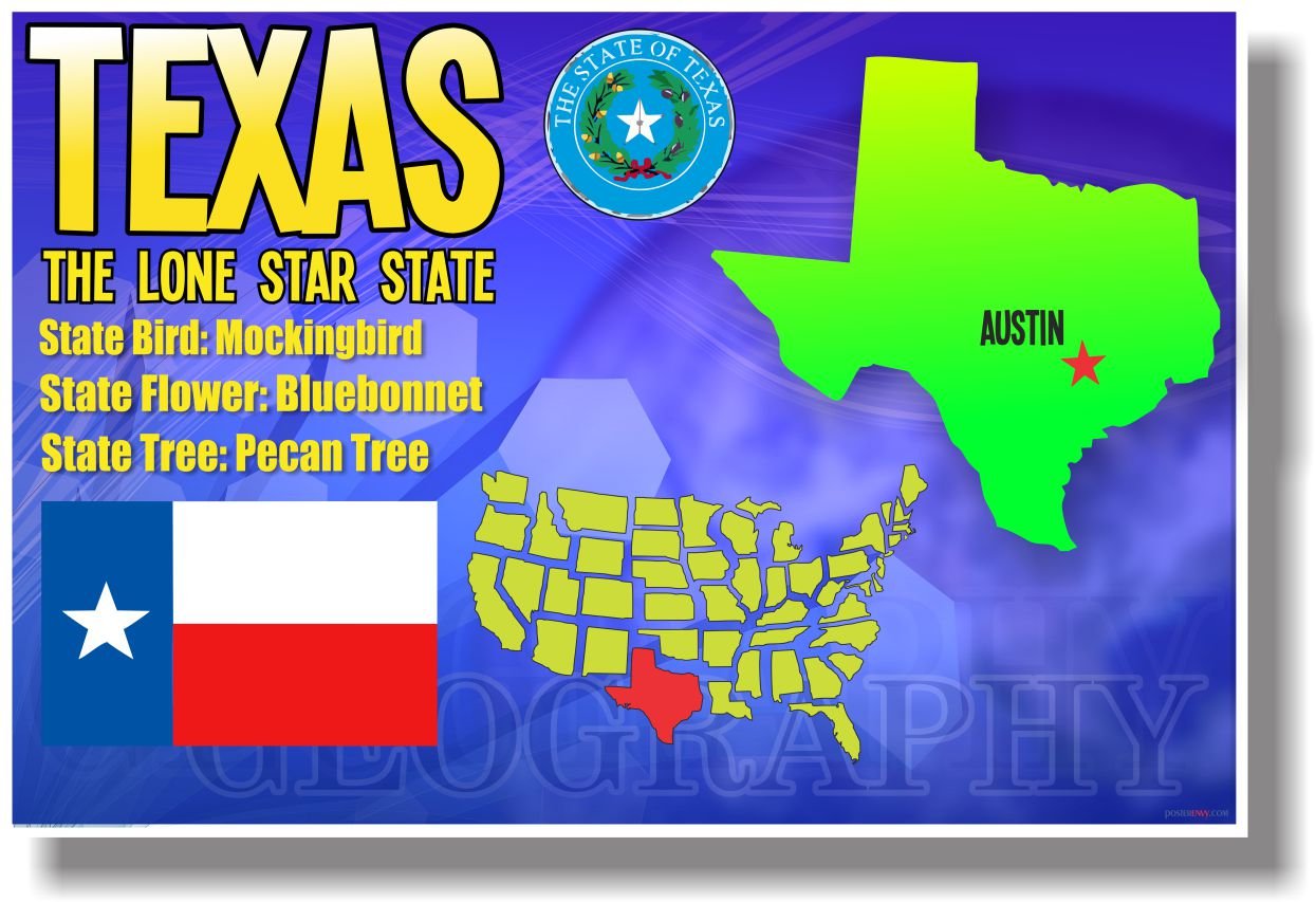 Posterenvy Texas Geography - New U.s Travel Poster