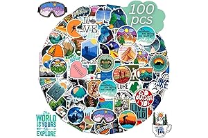 100 Pieces of Adventure-Themed Camping Stickers
