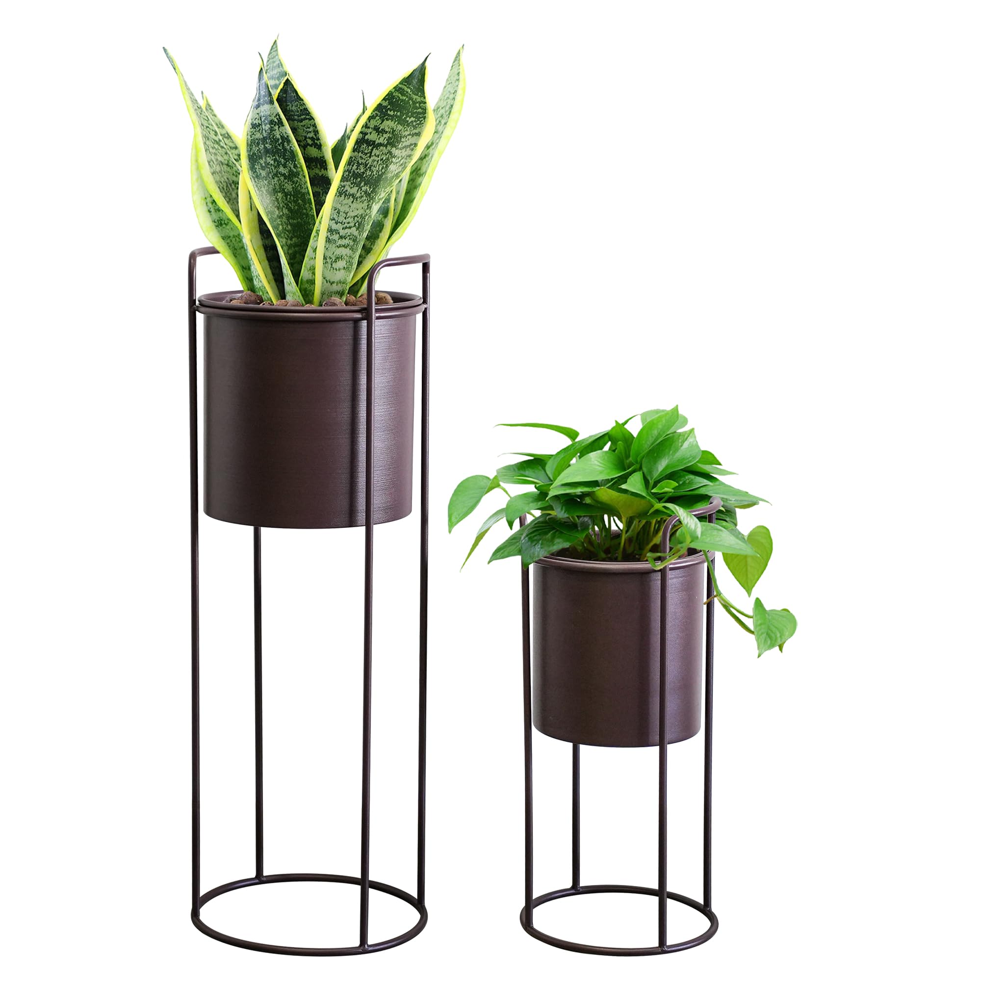 Bloempot op standaard Colfontaine set van 2 zwart en zandkleurig Bloempot op standaard Colfontaine set van 2 zwart en zandkleurig