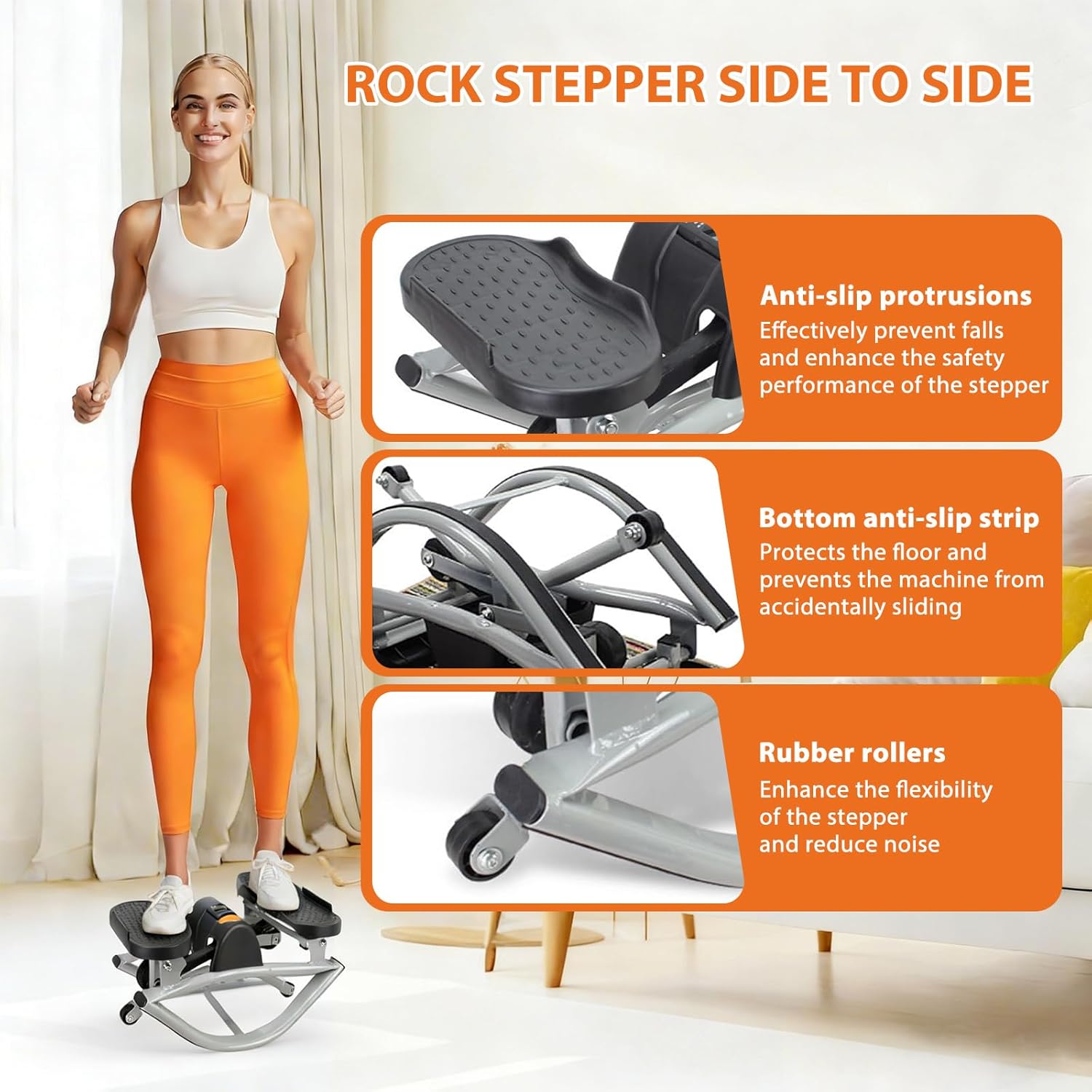 Rock Stepper, Rock Stepper Side to Side, Lateral Rocking Fitness Stepper Home Workout Machine