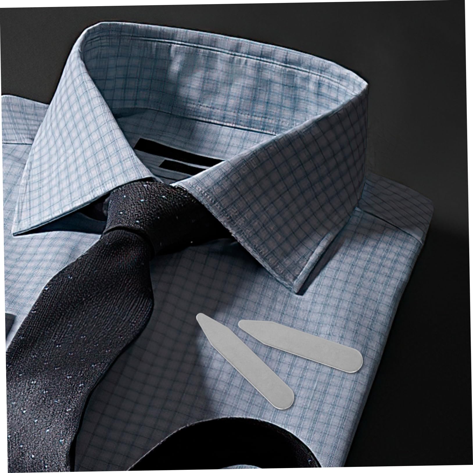 Healeved 2sets Collar Piece and Dress Shirts Collar Inserts for Men Shirt Collar Long Sleeve Shirt Men Collar Stiffener Men Shirts Suit Cotton Collar Clip Neck Stainless Steel 16pcs*2