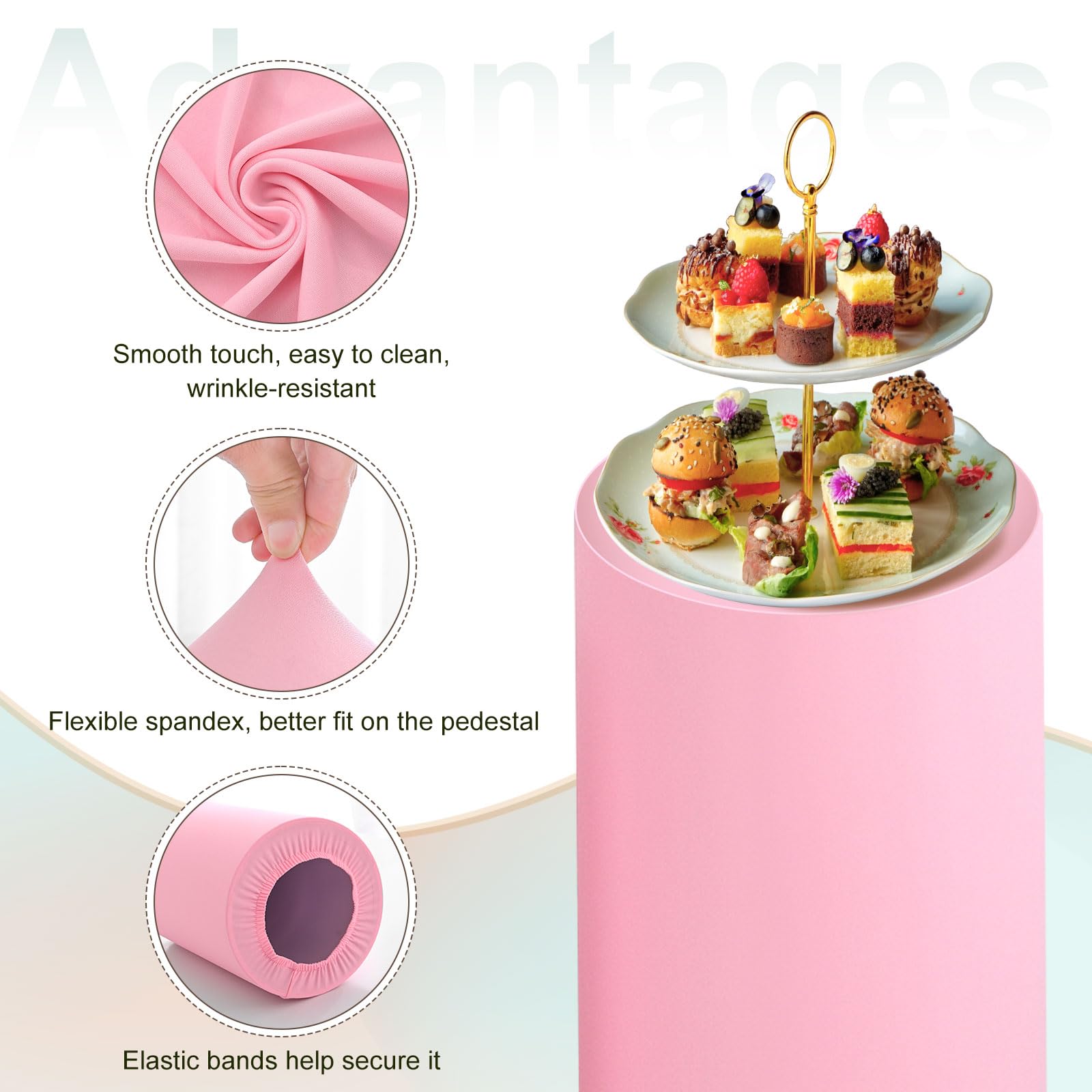 sourcing map Set di 3 coperture cilindriche in spandex argentato, copertura per piedistallo per feste, matrimoni, compleanni, decorazione, contiene solo coperture per cilindri (tessuto laminato