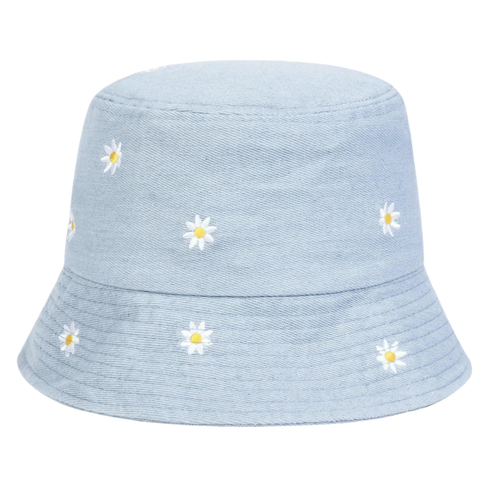 Kapelusz rybacki unisex stokrotka haft denim wiadro kapelusze czapki rybackie outdoor casualowa czapka przeciwsłoneczna kapelusz przeciwsłoneczny kapelusz - ciemnoszary
