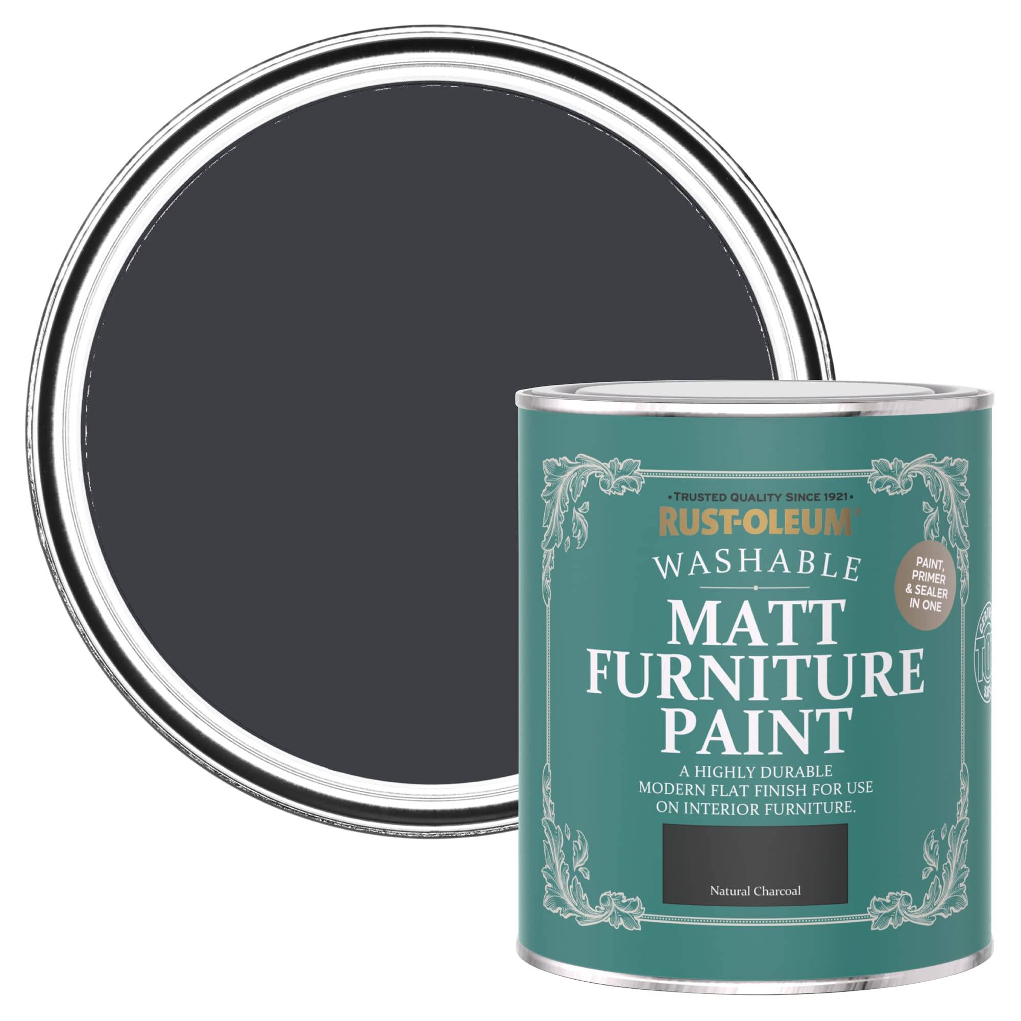 Black Furniture & Skirting Board Paint in Matt Finish - Natural Charcoal (BLACK) 750ml