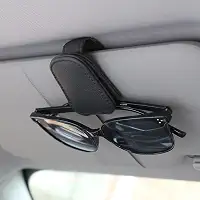 KIWEN Suportes de óculos de sol para viseira de carro, clipe de óculos de couro magnético para carro, clipe de cartão de bilhete para óculos de sol, acessórios de viseira de carro Gadgets (1, preto)