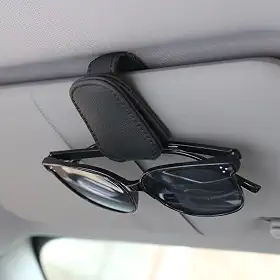 KIWEN Suportes de óculos de sol para viseira de carro, clipe de óculos de couro magnético para carro, clipe de cartão de bilhete para óculos de sol, acessórios de viseira de carro Gadgets (1, preto)