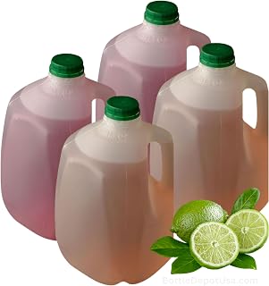 Empty Plastic Gallon Juice Bottles with Tamper Evident GREEN SCREW Caps 128 OZ - Smoothie Bottles - Ideal for Juices, Milk, Smoothies, Picnic's and even Meal Prep (4 PACK) Made in USA
