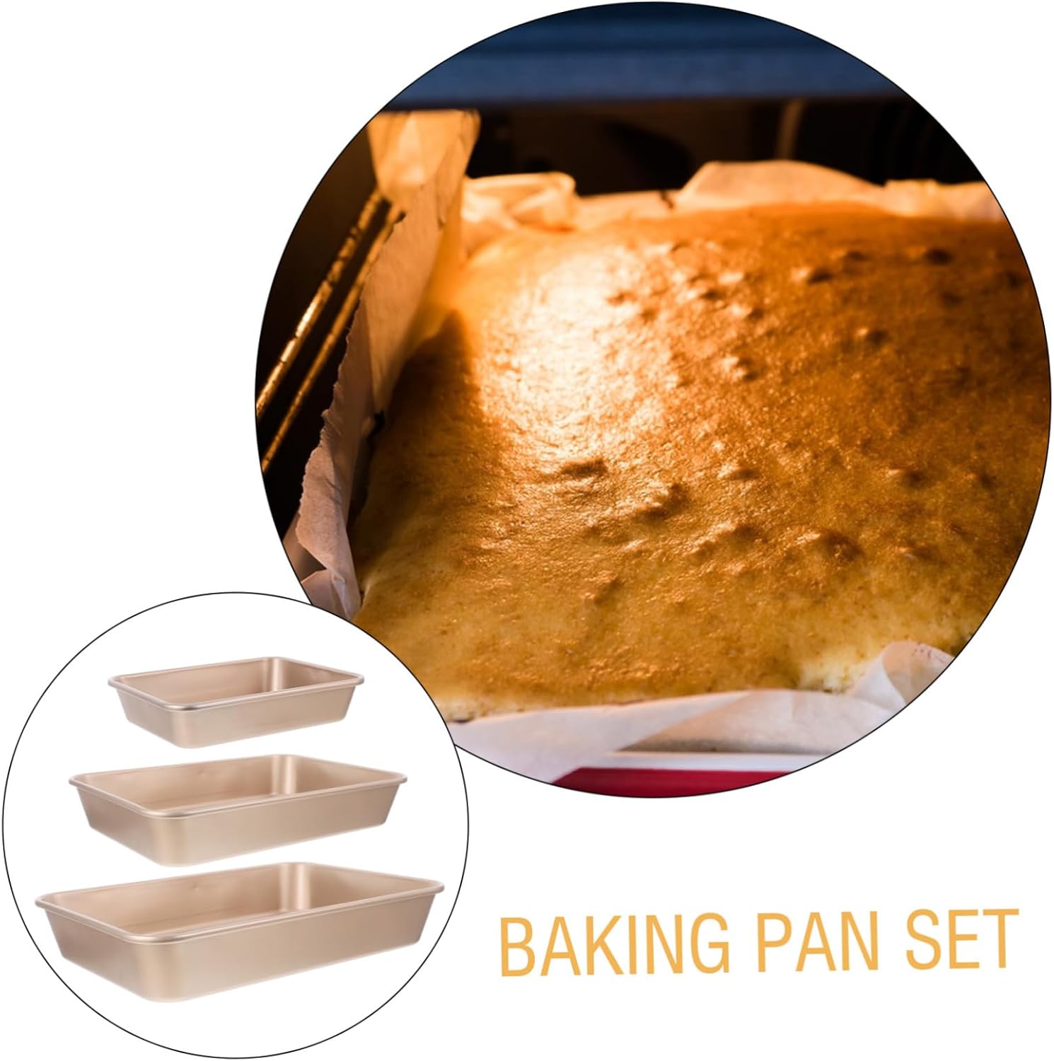 3pcs Nonstick Deep Baking Pan Heavy Duty Rectangle Bakeware for Cakes Lasagna Bread Finish for Oven Toaster Oven