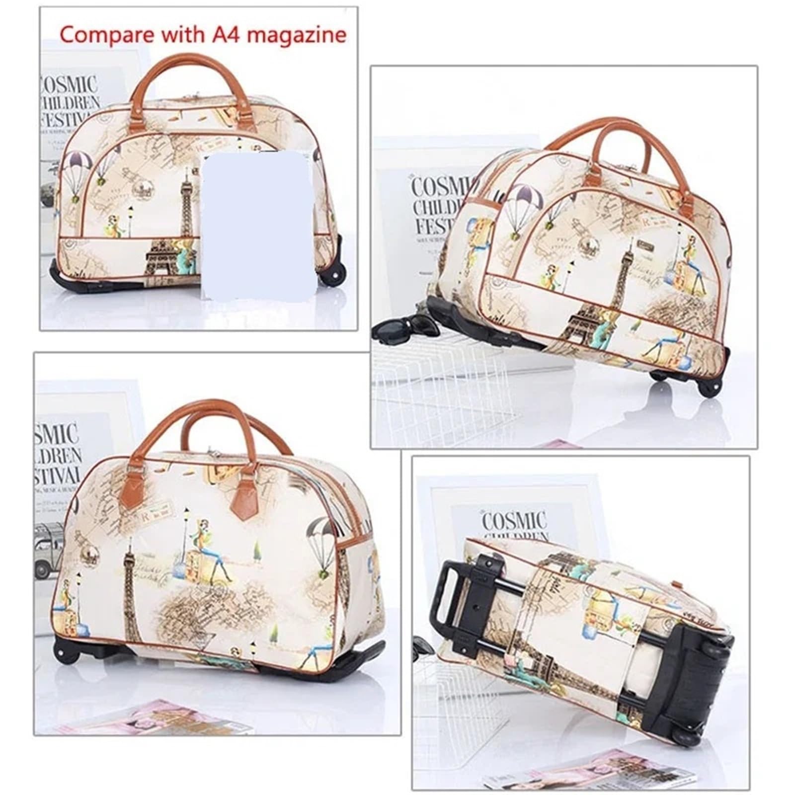 Maleta de Viaje con Ruedas, Bolsa de Viaje, Equipaje de Mano, Maleta con Ruedas Impermeable, Bolsa de Viaje con Ruedas de Gran Capacidad, Bolsa de embarque(Color-01)